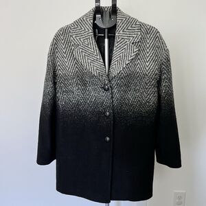 Talbots Women’s Wool Blend Ombré Pea Coat Grey Black Size 10 NWOT Jacket